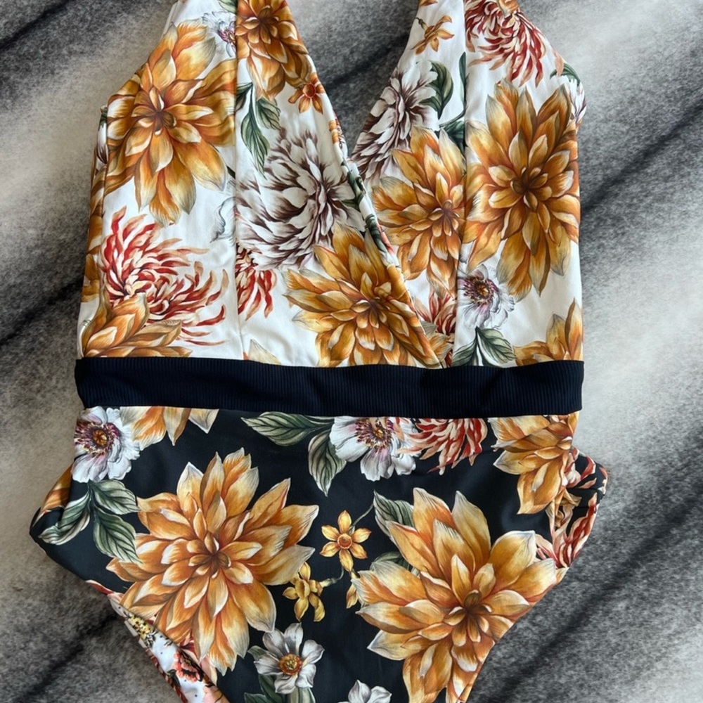 Maaji Cottage Garden Serenna V Plunge One Piece Multicolor Reverse Swimsuit